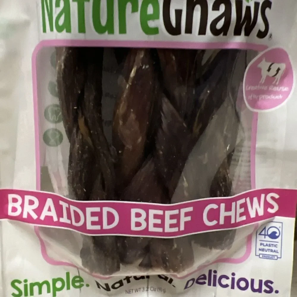 (2) Nature Gnaws Beef Bully Sticks 6” Beef Dog Treats- 3 Count Each Bag 11/2025.